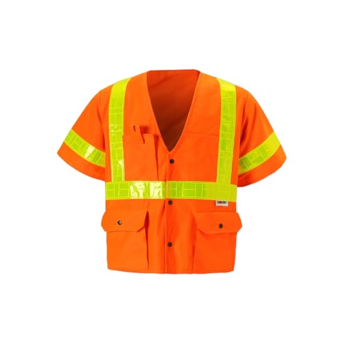 2W International S8138C-3 L Class 3 Zipper Front Oralite High-Viz Vest Orange - Large