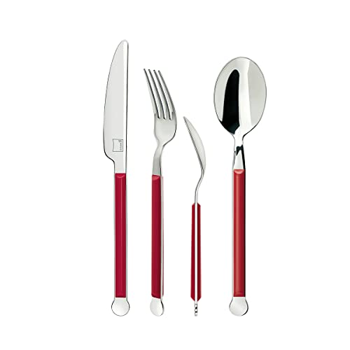 Giannini La Posateria Set Posate, Acciaio, Rosso, Taglia Unica