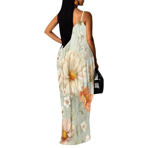Image of SUZONANA Women Plus Size Summer Maxi Dress Spaghetti Strap Loose Sundress