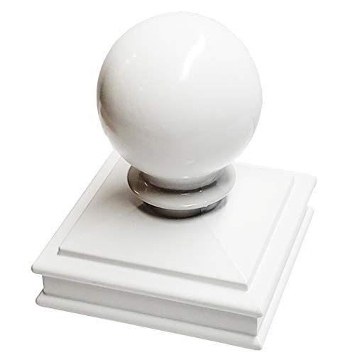 3" x 3" Aluminium Ball Top Post Cap for Metal Posts - Pressure Fit - White - Thumbnail 5