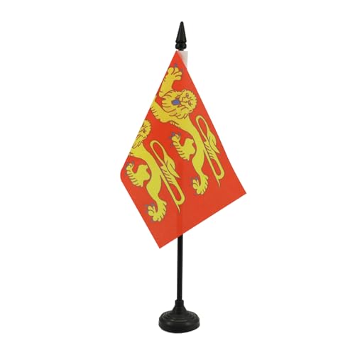 AZ FLAG - Drapeau De Table Basse-Normandie - 15x10 cm - Mini Drapeau Bas-Normand De Bureau 100% Polyester Avec Hampe De 25cm Et Socle En Plastique Noir