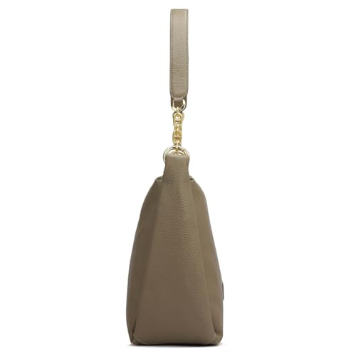 Image of Da Milano Leather Grey Leather Hobo (Medium)