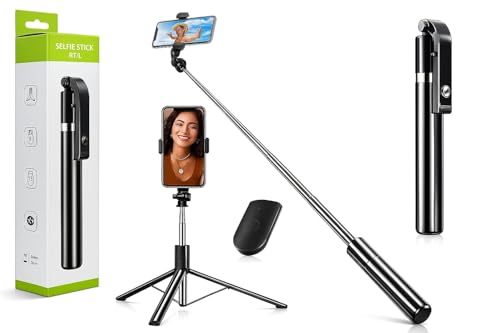 Selfie Stick Tripod Bluetooth,Extendable Phone Tripod Selfie Stick with Wireless (Black)