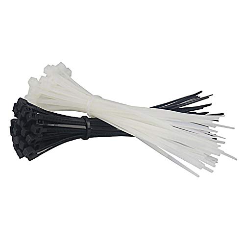 Houer 100PCS 60/120/150 / 200mm Blanco Negro Leche Cable Alambres Cremalleras Sujetacables autoblocantes Nylon para Oficina en casa, 3x150 Blanco