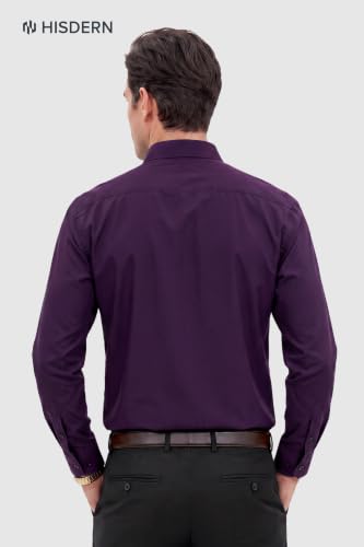 Image of HISDERN Mens Dress Shirts Long Sleeve Button Down Casual Shirts for Men Inner Contrast Formal Business Tuxedo Wedding Shirt