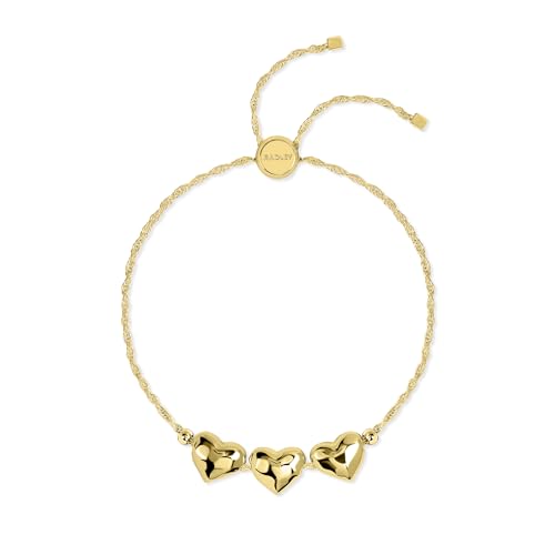 Bracelet plaqué or RADLEY pour femme, bijou triple cœur martelé 18 carats de haute qualité