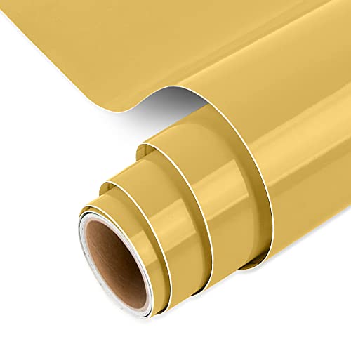 IModeur Gold Permanent Vinyl Roll - 30.5 x 153 cm Adhesive Vinyl for Mug Cup Window & Home Decor and Other DIY Projects