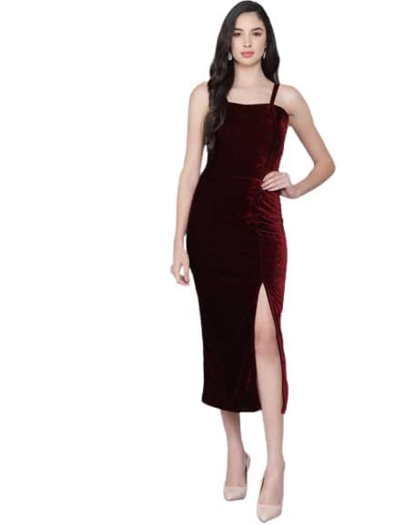 VaararoWomen's Velvet Bodycon Maxi Party Dress