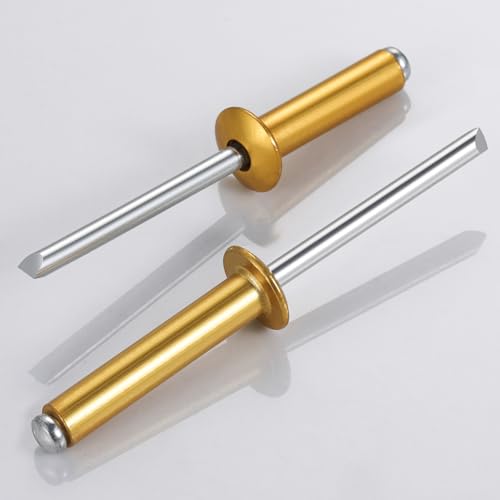 Image of Wensilon (400 Pcs) 5 /32 inchx3 /8 inch Golden Aluminum blind pro Rivets,Golden Aluminum Grip and Steel Mandrel