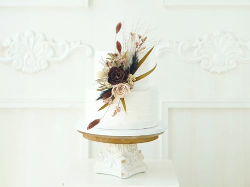Decoración floral para pastel de boda rústico miniatura 3