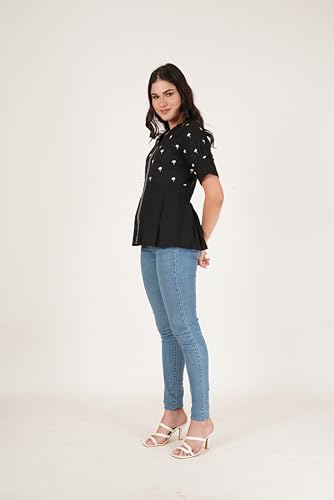Image of Brownverse Pure Cotton Women's Embroidered Top
