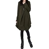 [INNIFER]レディース ワンピース シャツワンピース コットン 膝丈 無地 長袖 秋冬 体型カバー シンプル ゆったり Aライン 森ガール チュニック 可愛い 入園式 結婚式 お出かけ