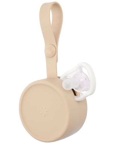 Image of Skip Hop Baby Silicone Pacifier Holder Case with Easy-Access Opening and Strap, Fits 2 Pacifiers, Oat
