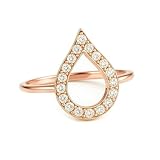 Anillo de compromiso para mujer de 18 quilates, con gotas de agua con diamante de oro rosa 750, talla 58 (18,5)