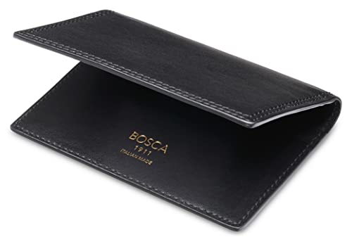 Bosca Men's Leather Card Holder Wallet - Slim Italia Dolce Calling Card Case Real Italian Tanned Leather Wallet For Men, Handstitched, RFID Blocking, Black4