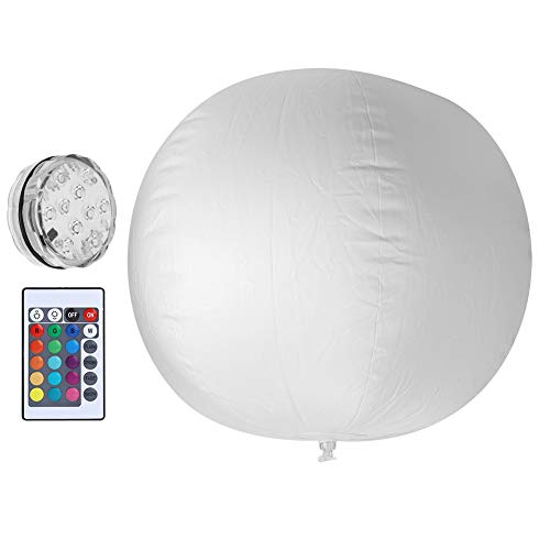 Boule Lumineuse Flottante, Lumière Décorative étanche, Boule Flottante de Piscine Pliante 10LED Puce Piscine Boule Flottante Lumière Télécommande Décoration de Fête