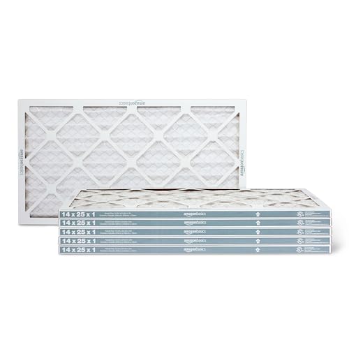 Amazon Basics MERV 5 AC Furnace Air Filter, 14x25x1 inches, 6-Pack (Actual size: 13.75' x 24.75' x 0.75')