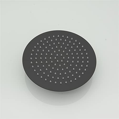 Juego de grifería para ducha con sistema de ducha redonda de lujo con cabezal de lluvia, relleno giratorio de bañera, mezcladora y válvula empotrada, acabado mate negro miniatura 5