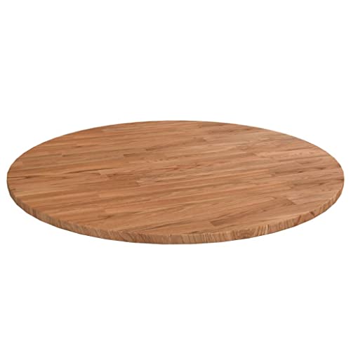 WIFESE Runde Tischplatte Hellbraun Behandeltes Eichenholz Esstisch Holzplatte Massiv Multiplex Platte KüChenarbeitsplatte Holzplatte Rund Tabletop Tischplatte Rund Massivholzplatte Ø80x1,5 cm