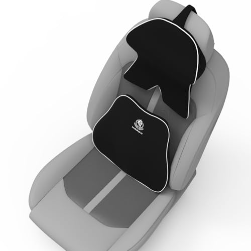 Image of MRRON Large Back Support Neck Rest for Chair & Car Seat, Orthopaedic Lumbar Support Memory Foam Backrest Cushion Designed for Back Pain Relief Pillow for Comfortable Sitting (Black, Slim Backrest)
