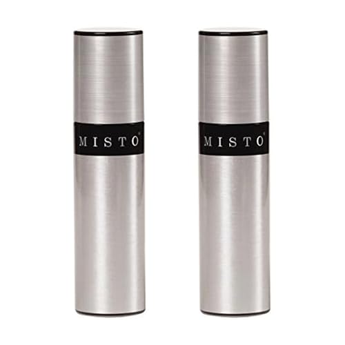Misto Aluminum Oil Sprayer, Set of 2, Versatile Refillable Aerosol Sprayers for Olive Oil, Vinegar, Lemon Juice, Dressings, and More, Ideal for Cooking, BBQ, and Air Fryers