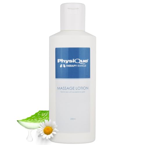 Physique Massage Lotion 200ml - Lightly Oiled Non-Greasy Enriched with Aloe Vera Camomile & Vitamin E for Sports Massage Spa Physiotherapy and Deep Tissue - Dermatologically Tested