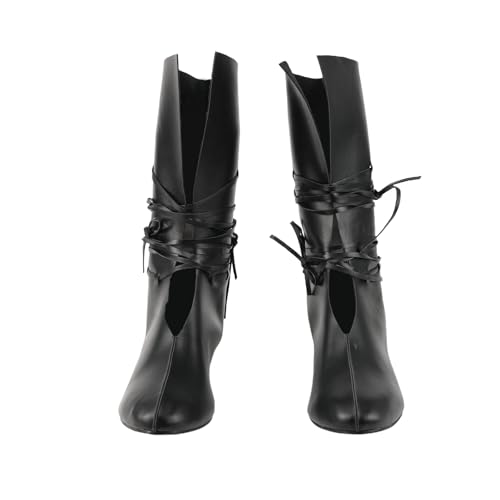 Men Viking Pirate Boots Renaissance Lace-Up Flat Shoes PU Leather Medieval Cosplay Halloween Boot3