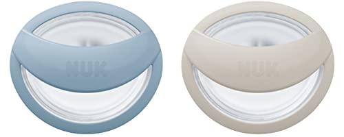 NUK MommyFeel fopspeen voor baby's | 0-9 maanden | borstvoedingsvriendelijke speen | BPA-vrije siliconen | jeans & greige | 2 stuks
