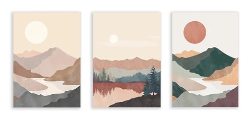 Affiche boho montagnes et soleil | Décoration murale salon moderne