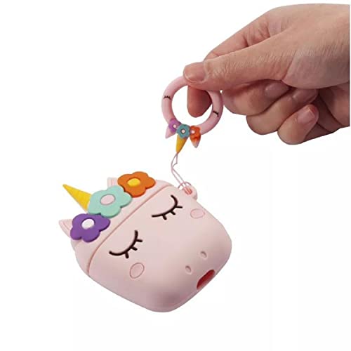 Image of Prolet Compatible for AirPods Pro Soft Silicone Protective Case 3D Design Shockproof Case Cover with Anti-Lost Metal Keyring-Pink Kitty