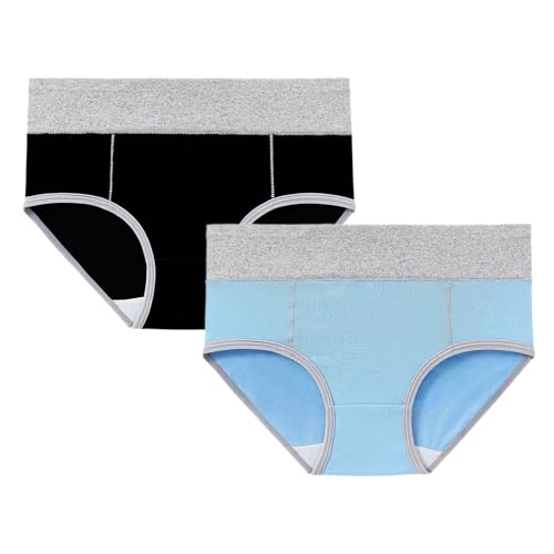 Juego de 2 bragas de algodón para mujer, cintura alta, talla grande, slips, comodidad, elástico, para mujer, vientre plano, bragas sexy y chic ropa interior, Azul claro, 4XL