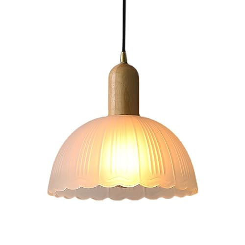 Abat-jour en verre de fleur, lampe suspendue rétro E27 de salon