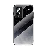 TIANYUE Custodia per vivo Y76/76s Slim Cover Posteriore in Custodia per Telefono in Vetro Sfumato di Colore Protettiva Cover per vivo Y76/76s (Crescent Stellato)
