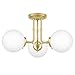 Quoizel LRY1720Y Landry Semi Flush Mount Ceiling Lighting, 3-Light, 300 Watts, Satin Brass (11"H x 21"W)