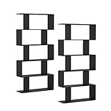HOMEFORT Pack of 2 Geometric Bookshelf,5-Tier Modern Bookcase, Set of 2 Open Shelf and Room Divider,...