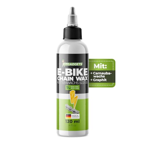 OH3 Fitgadgets E-Bike - Cera para cadena de bicicleta eléctrica, 120 ml, sin PTFE, lubricante especial para cadenas de bicicleta eléctrica, reduce la fricción y el desgaste, fabricado en Alemania
