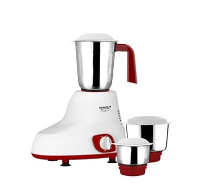 Maharaja Whiteline STELLAR EVO Mixer Grinder with 3 Jars, 500W - MX-229 (White & Red)