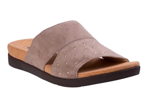 REVITALIGN Women's Lucy Stud Slide Sandal, Fossil, 8 Wide