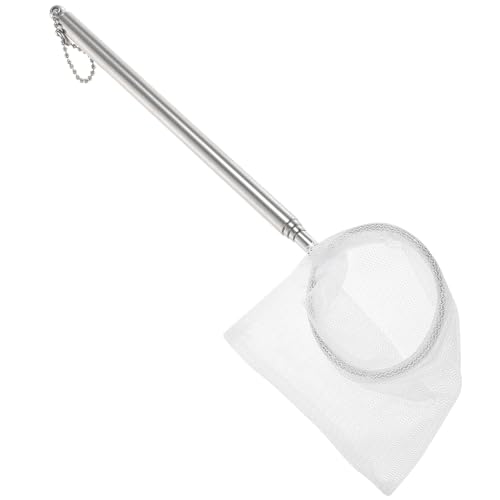 Toyvian Épuisette Télescopique Mini en Alliage D'aluminium Blanche Filet à Mailles Fines, Légère et Compacte, Filet à Crevettes D'aquarium pour Pêche en Aquarium et Bassin