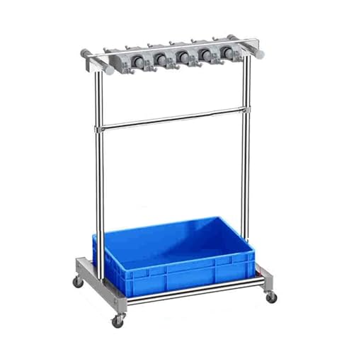 Chariot à outils de nettoyage sur pied – Armoire de rangement en acier inoxydable avec bac inférieur pour serpillères et outils