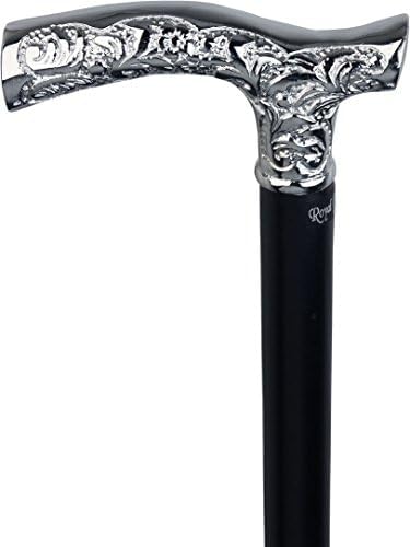 Miniatura 5 de Cromado Scroll Fritz bastón para caminar con eje de madera de haya negra