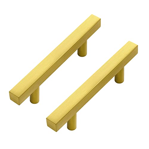 Image of Ravinte 30 Pack 5 inch Square Cabinet Pulls Brushed Brass Stainless Steel Kitchen Drawer Pulls Cabinet Handles 5 inchLength, 3 inch Hole Center