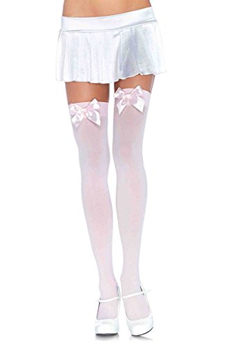 Image of Leg Avenue Women's Satin Bow Accent Thigh Highs