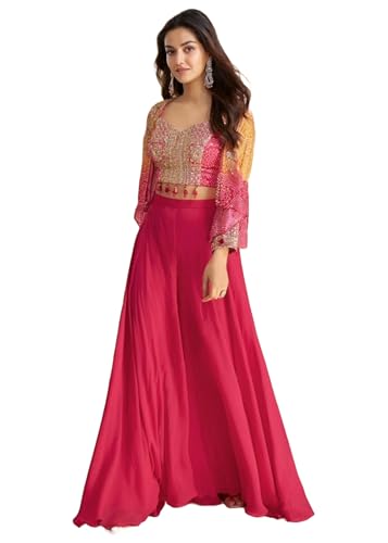 Costume indien en véritable chinon de soie brodé pour femme