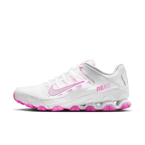 Nike Womens Reax 8 Trainer White/Metallic Silver-Playful Pink 9