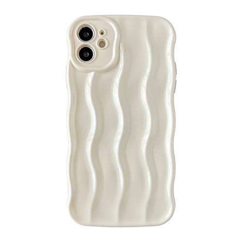 Caseative for iPhone 11 Case,Water Ripple Pattern Curly Wave Frame Soft Phone Case (White)