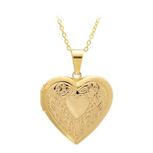 Paialco Stainless Steel Heart Shaped Locket Pendant Necklace for Women