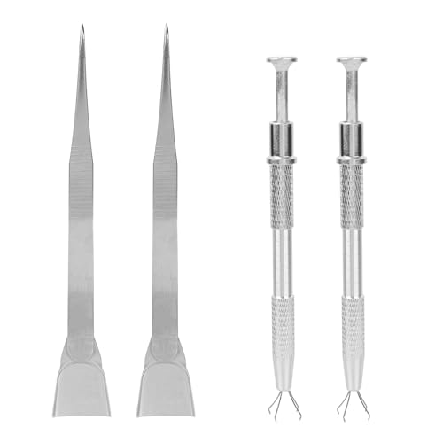 Tinoaly 4uds Herramientas para Decorar Pasteles, 2 Garras Herramienta Agarrar Bolas Perforación Perlas + 2 Pinzas con Cabeza Pala Soporte Cuentas Bolas Aretes Tabique para Magdalenas Galletas