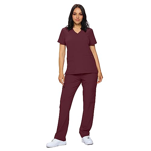 Monarch Uniforms Scrub Sets - Regular & Petite Stretchy Scrubs for Women - Set of Top & Pants