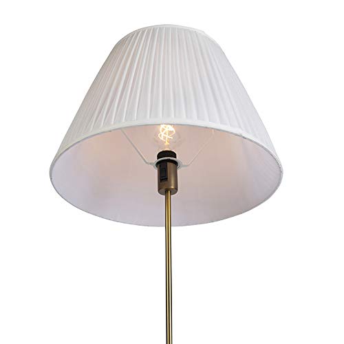 Qazqa parte fl - Lampada da terra con paralume Rustico - 1 luce - Ø 450 mm - Crema - Rustico - Soggiorno I Camera da letto I Sala da Pranzo I Cucina